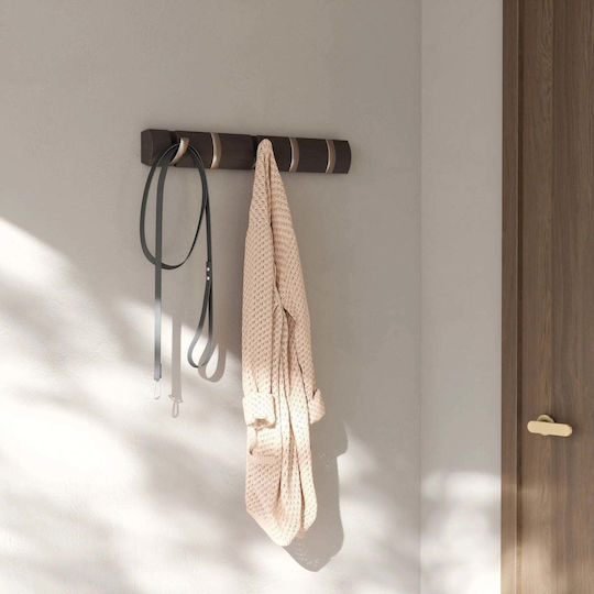 Umbra Cremastă de Perete Flip din Lemn cu 5 Compartimente Argintii 51x3x6cm