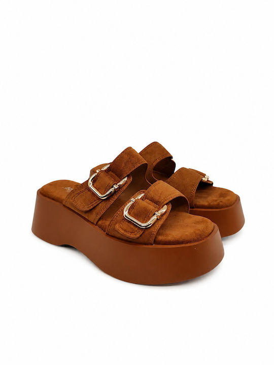 Summer Women's Platform Shoes in Brown Slipper Style