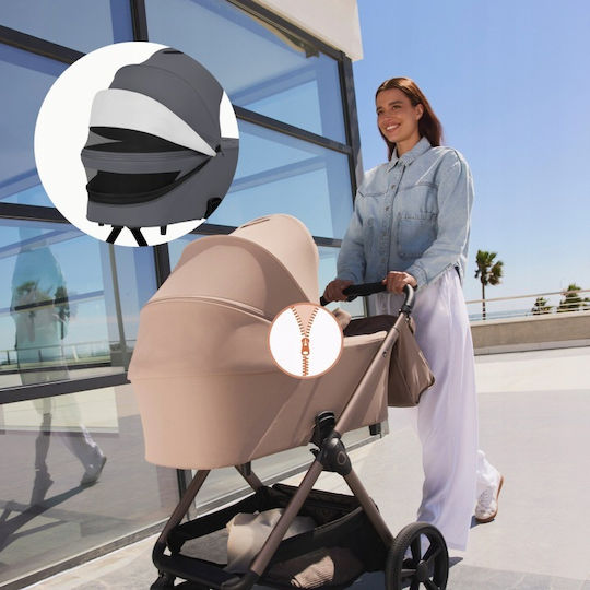 Lionelo Carmine Umkehrbar 3 in 1 Baby Kinderwagen Für Neugeborene Gray Stone