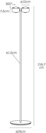 LED Floor Lamp Height 156.7cm with Warm White Light 2096lm Rose Gold