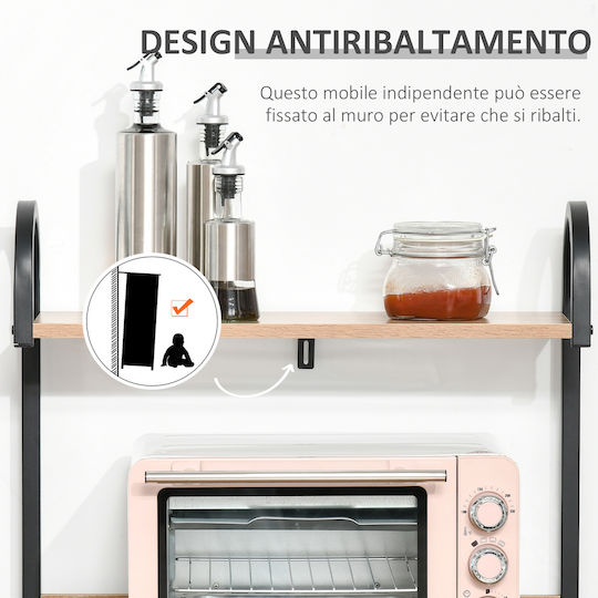 HomCom Βάση για Φούρνο Μικροκυμάτων Inox 60x40x125εκ. Καφέ