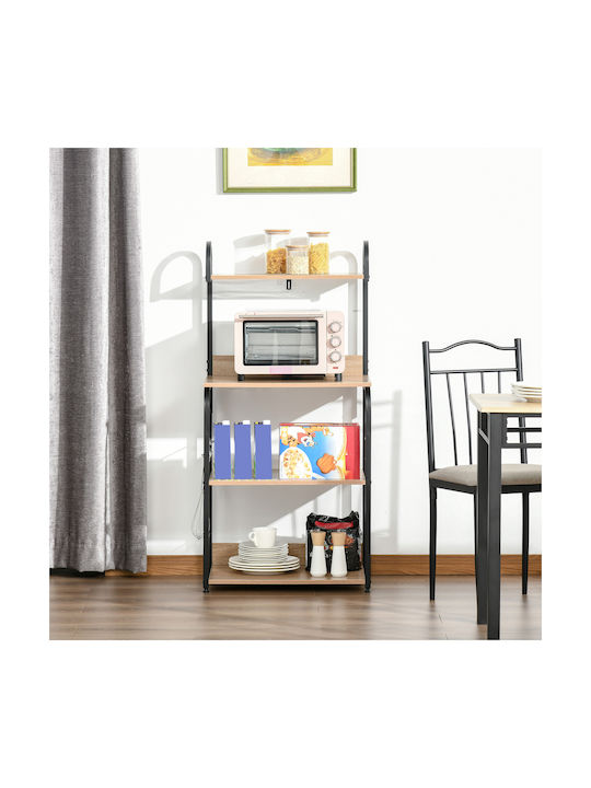HomCom Стойка За Микровълнова Фурна Inox 60x40x125см Кафява