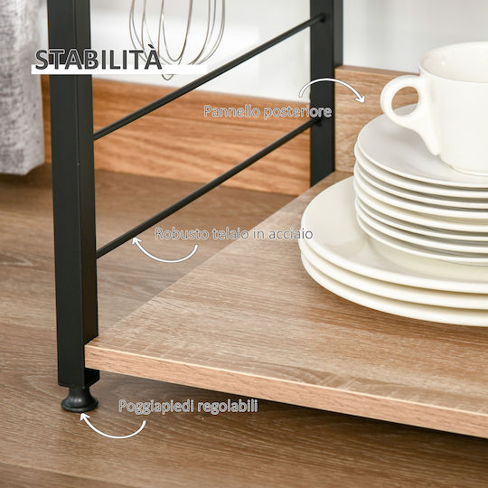HomCom Βάση για Φούρνο Μικροκυμάτων Inox 60x40x125εκ. Καφέ