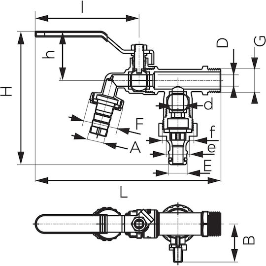 Ball Valve Two 1" 3-4" Connections F-comfort