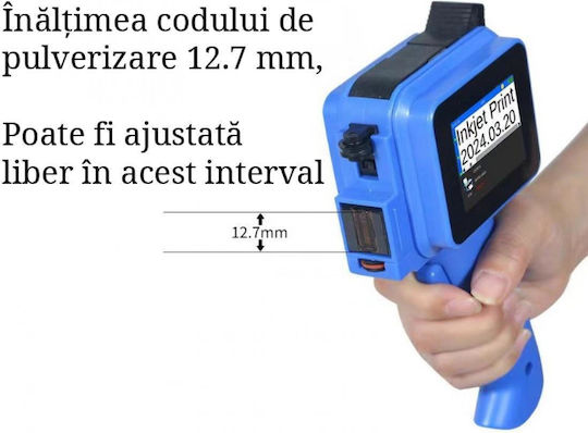 Blirowin Imprimantă Portabilă Tip Pistol Cu Ecran Tactil Pentru Imprimare Logo-uri Coduri de Bare Date de Expirare Coduri QR Compatibilă Cu Mai Multe Suprafețe Cerneală Uscare Rapidă Cartuș Negru Lucios Dimensiune Imprimare 1-12.7mm