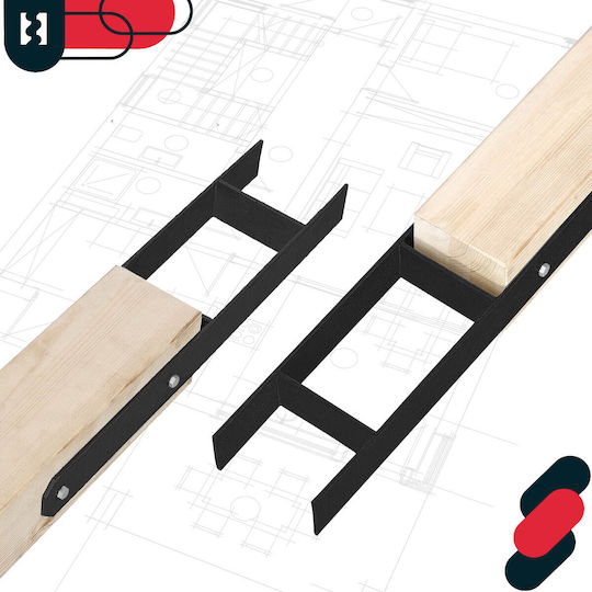 Kotarbau H-post Base Embedding Steel Galvanized Black Anchor Bracket 80 Mm Set 2 Pcs