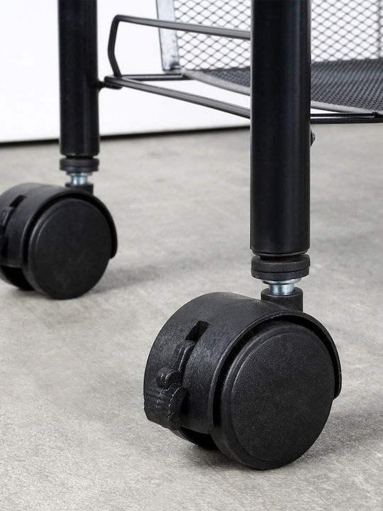 Vilde Metal Kitchen Trolley 3 Tiers Black 44x26x63cm