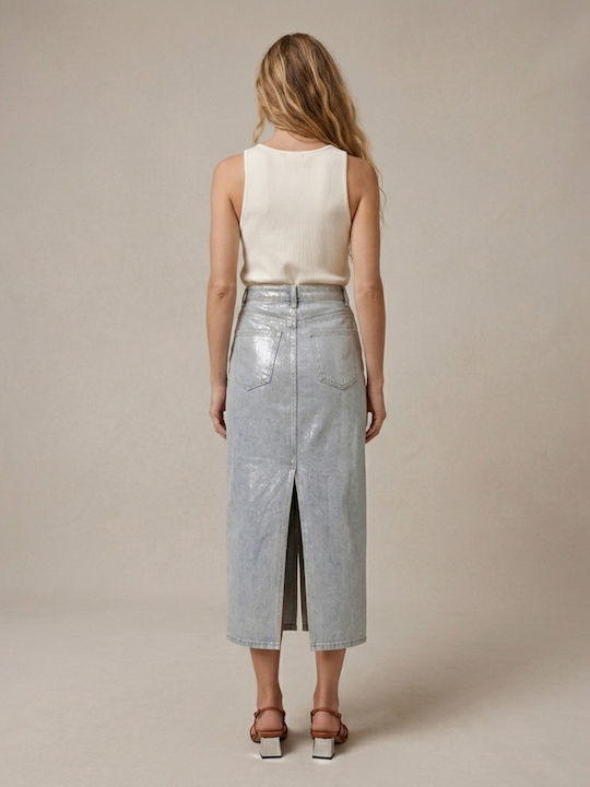 Denim Maxi Damenrock Grau