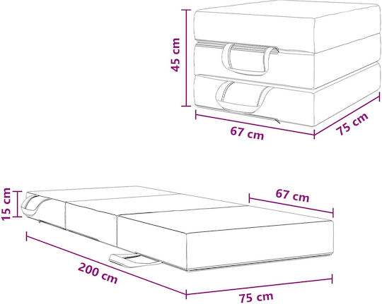 Διθέσιος Καναπές Κρεβάτι Μπλε 75x67x45εκ.