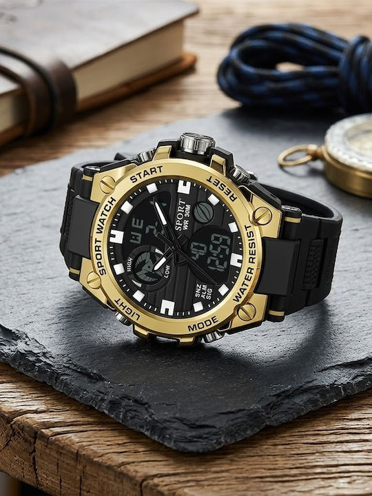 Battery Watch with Rubber Strap