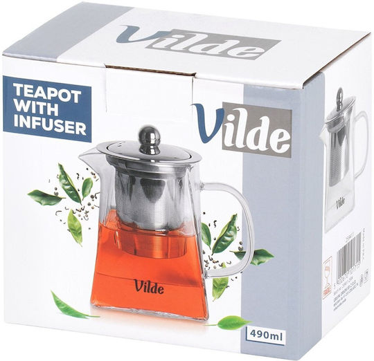 Vilde Ceainic cu Filtru din Sticlă Transparentă 490ml