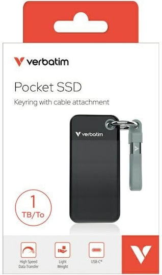 Verbatim Pocket USB 3.2 External SSD 1TB M.2 Black / Grey