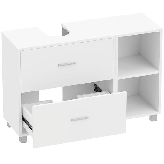 HomCom Badezimmer Waschtisch-Einheit Melamin M90xB30xH60cm Weiß