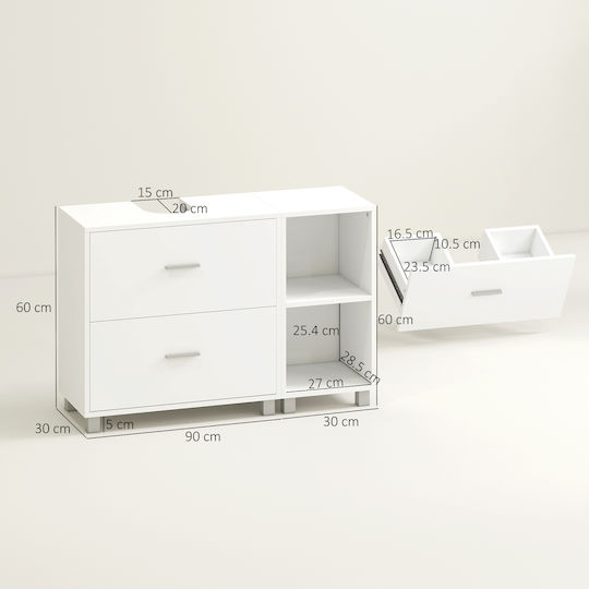 HomCom Badezimmer Waschtisch-Einheit Melamin M90xB30xH60cm Weiß