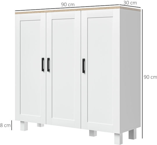 Бял 90x30x90см
