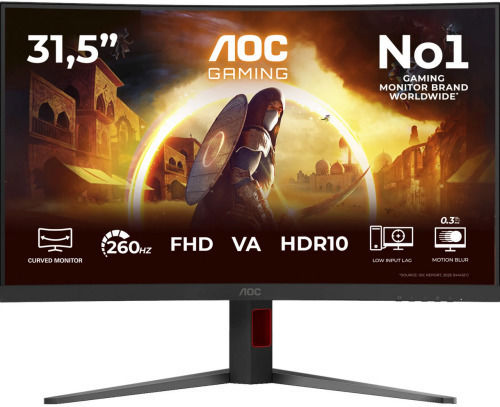 AOC Monitor C32G4Z VA Curbat 31.5" FHD 1920x1080 260Hz cu Timp de Răspuns 4ms GTG