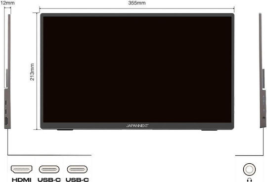 Japannext IPS HDR Φορητό Monitor 15.6" FHD 1920x1080