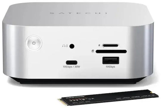 Satechi Thunderbolt 5 CubeDock Thunderbolt 5 Docking Station with PD Ethernet and 3 Monitor Connection Silver