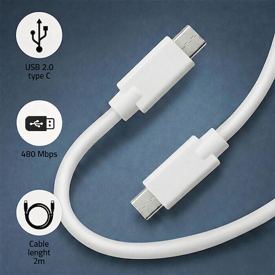 Qoltec USB 2.0 Kabel USB-C männlich - USB-C Weiß 2m (52346)