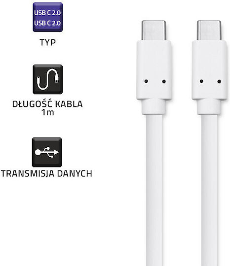 Qoltec USB 3.1 Kabel USB-C männlich - USB-C Weiß 1m (50508)