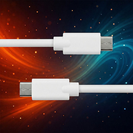 Qoltec USB 2.0 Cable USB-C male - USB-C 5W Λευκό 1.4m 52344