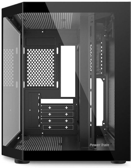 Power Train Gaming Midi Tower Κουτί Υπολογιστή με Πλαϊνό Παράθυρο Μαύρο