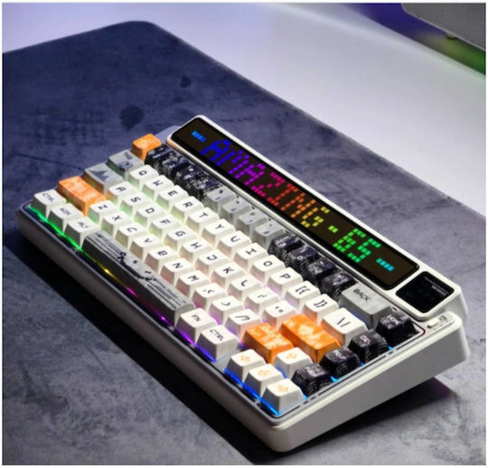 Aula AMG65 Ασύρματο Gaming Μηχανικό Πληκτρολόγιο 65% με Jasper διακόπτες και RGB φωτισμό (Αγγλικό US) Λευκό