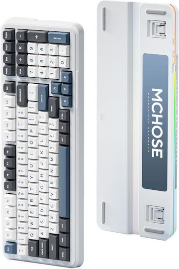 MCHOSE K99 Wireless Gaming Mechanical Keyboard with KTT Hyacinth switches and RGB lighting (English US) White