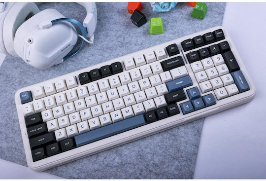 MCHOSE K99 Wireless Gaming Mechanical Keyboard with KTT Hyacinth switches and RGB lighting (English US) White