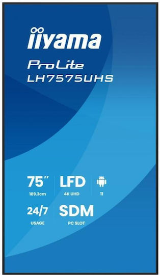 Iiyama LH7575UHS-B2AG Afișaj Public IPS 4K UHD 75"