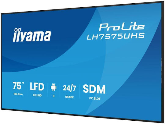 Iiyama LH7575UHS-B2AG Afișaj Public IPS 4K UHD 75"