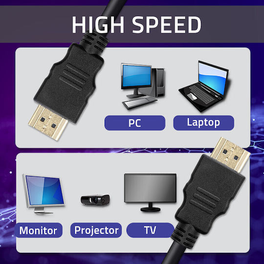 Qoltec HDMI 1.4 High Speed 1080p 120Hz Кабел HDMI Мъжки - HDMI Мъжки 2м Черен