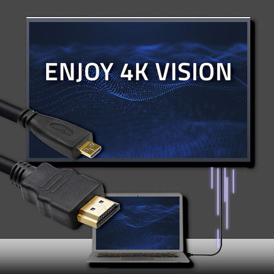 Qoltec HDMI 1.4 High Speed 1080p 120Hz Cable HDMI Male - Micro HDMI Male 3m Black