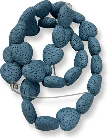Natural Lava Heart Blue Turquoise 14x14mm – 40cm Length