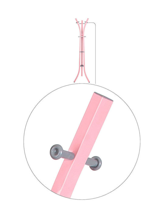 SteweHome Καλόγερος Μεταλλικός Ροζ 185cm