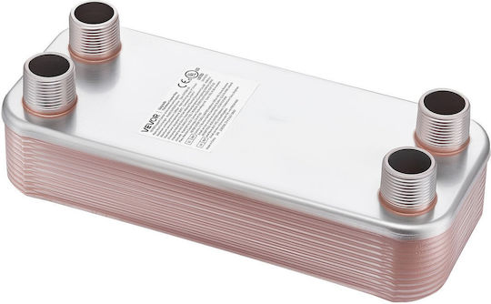 Plate Heat Exchanger Vevor 126 x 301 mm Brazed Plate Water Heat Exchanger Water 20 Plates Mounting Bracket Sturdy Construction Stainless Steel 170-330k Btu Boiler Radiant Floor Heating