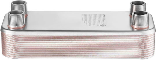 Plate Heat Exchanger Vevor 126 x 301 mm Brazed Plate Water Heat Exchanger Water 20 Plates Mounting Bracket Sturdy Construction Stainless Steel 170-330k Btu Boiler Radiant Floor Heating