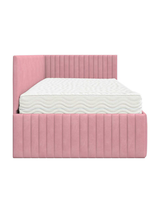 Ein Einzelbett Mit Samt Rosa Mit Lattenrost & Matratze 90x190cm