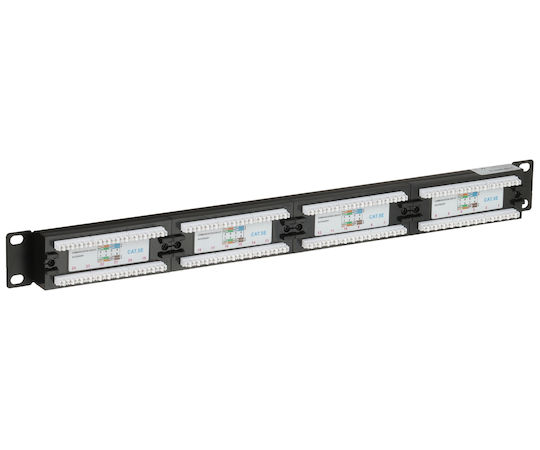 Delta Patch Panel για Rack 1U 19" 24 Θυρών Μαύρο
