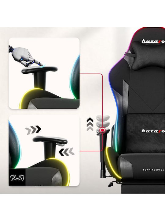 Huzaro 5.7 Stoff Gaming Stuhl mit RGB-Beleuchtung und Fußstütze Schwarze
