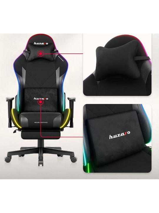 Huzaro 5.7 Stoff Gaming Stuhl mit RGB-Beleuchtung und Fußstütze Schwarze