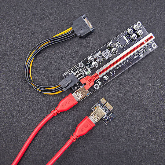 Qoltec Pci-e 1x To 16x Riser Usb 3.0 Ver 009s Plus Sata Pci-e 6 Pin