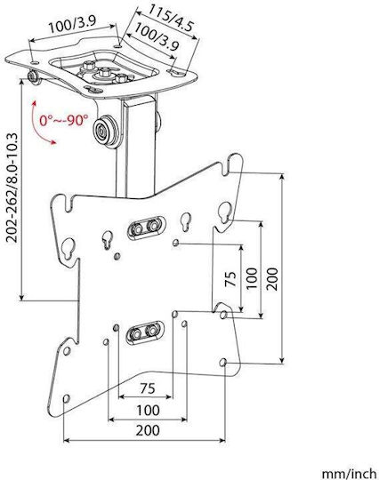 Art Βάση Projector Οροφής με Μέγιστο Φορτίο 20kg Μαύρη