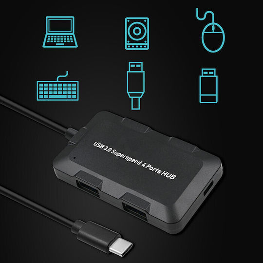 Qoltec Hub 4 Porturi USB 3.0 Cu Conectare USB-C