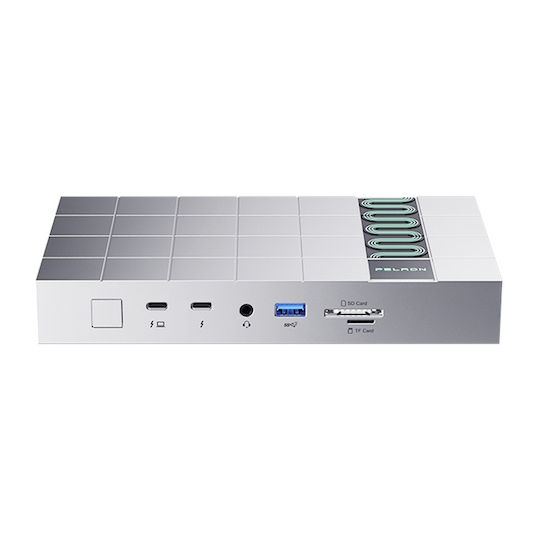 Peladn G2E Thunderbolt 5 Докинг Станция с HDMI/DisplayPort 4K PD Ethernet и Свързване на 2 Монитора Сребриста