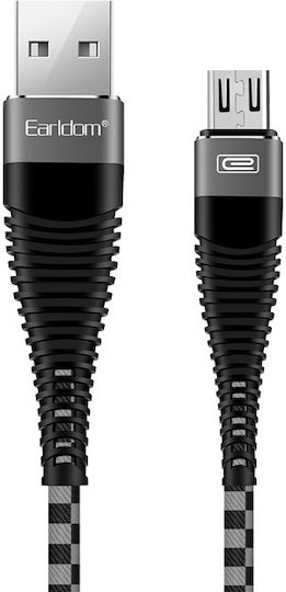 Earldom Микро USB Кабел За Зареждане Usb To Micro-usb 1м 3а Черно Сребрист Ec-022m
