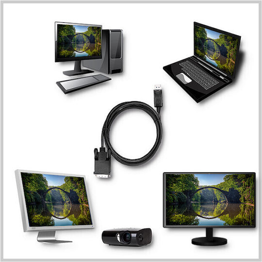 Qoltec Кабел DVI-D мъжки - DisplayPort мъжки 1.8м Черен (50364)