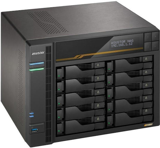 Asustor Lockerstor 10 Gen3 AS6810T NAS Tower με 10 θέσεις για M.2 και 4 θύρες Ethernet