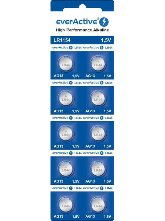 Everactive Mini Alkaline Batteries Ag13 G13 Lr1154 Lr44 10 Pieces