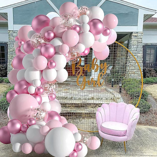 Σύνθεση με 107 Μπαλόνια Baby Shower Ροζ